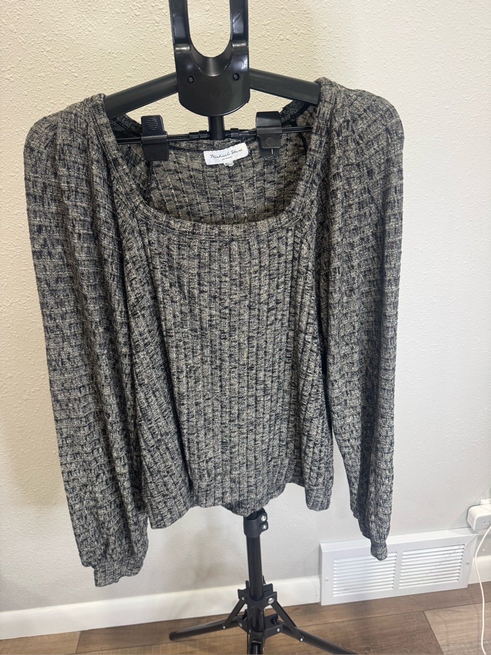 Michael Stars Gray Knit Square Neck Sweater